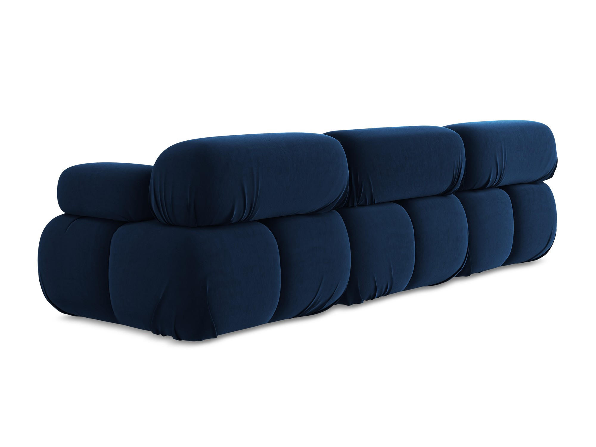 3-SITZER SOFA Samt Stoff Blau - Blau/Schwarz, Kunststoff/Textil (285/70/96cm) - Makamii
