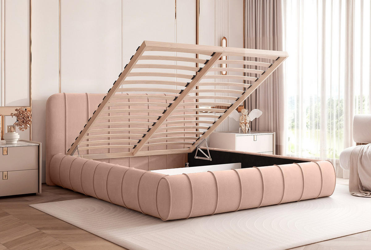 POLSTERBETT TIRO 200x200 cm, Rosa - Pink, Textil (200/200cm) - Fedve