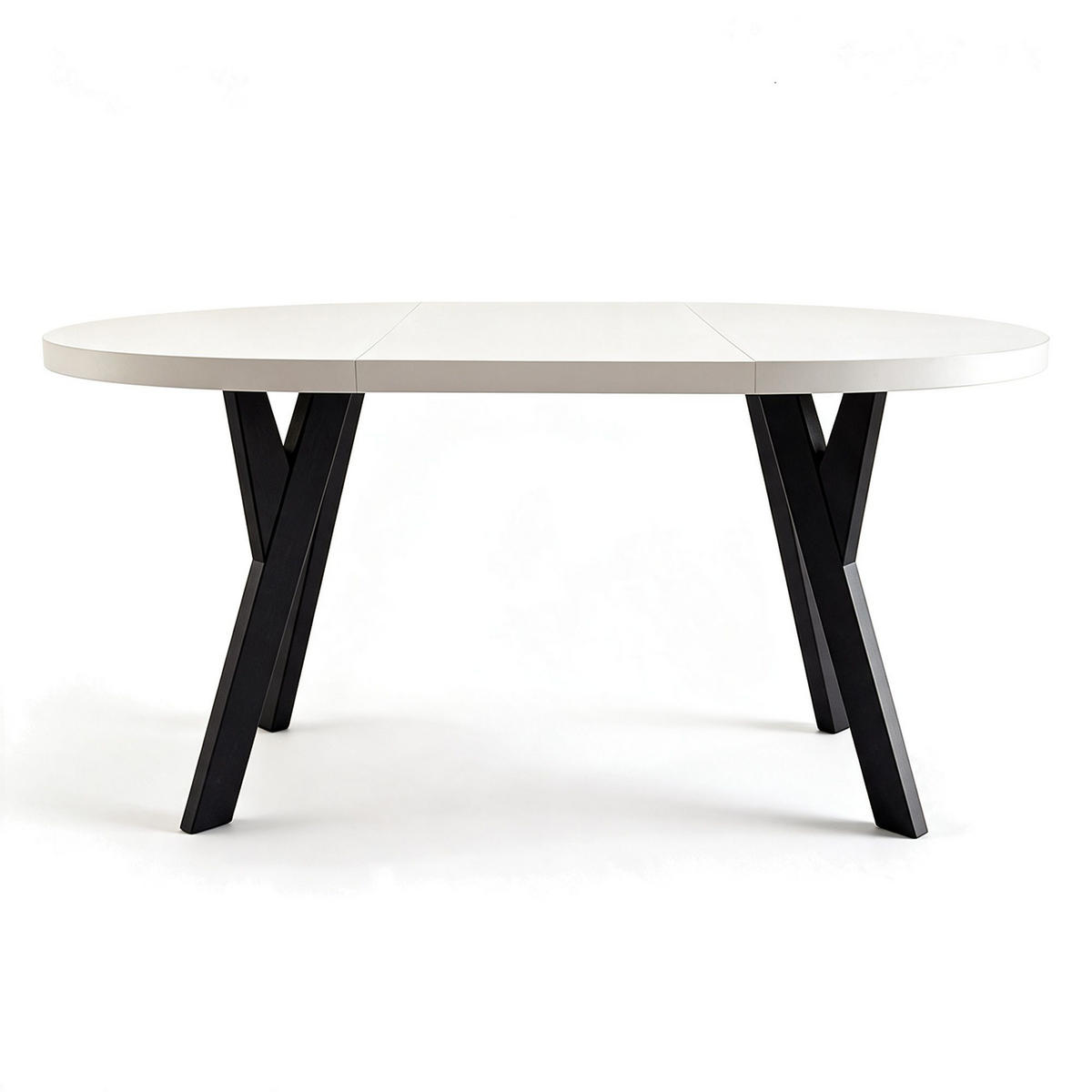ESSTISCH ausziehbar rund 100-140 cm ATO Weiß, Auszugstisch mit Einlegeplatte - Schwarz/Weiß, Holzwerkstoff (100/100/77cm) - VENASI MÖBEL