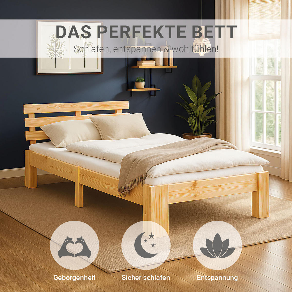 HOLZBETT mit Stauraum 90/200 cm natur - Braun, Holz (90/200cm) - Homestyle4u