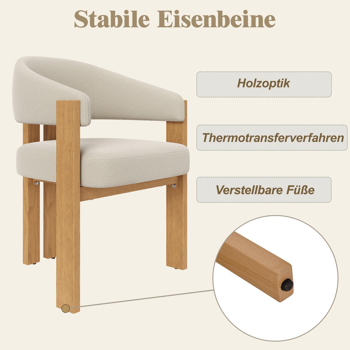 ESSZIMMERSTUHL 4-Tlg Ergonomisch, Polsterung, Eisenbeine Holzoptik - Multicolor, Metall (53.59/29.01/114.6cm) - FLIEKS