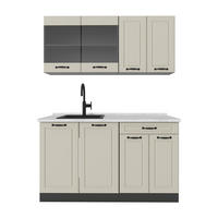 SINGLEKÜCHE R-Line, Sand Landhaus/Anthrazit, 140 cm ohne Arbeitsplatte - Beige/Anthrazit, Holzwerkstoff (140/81.6/46cm) - Vicco