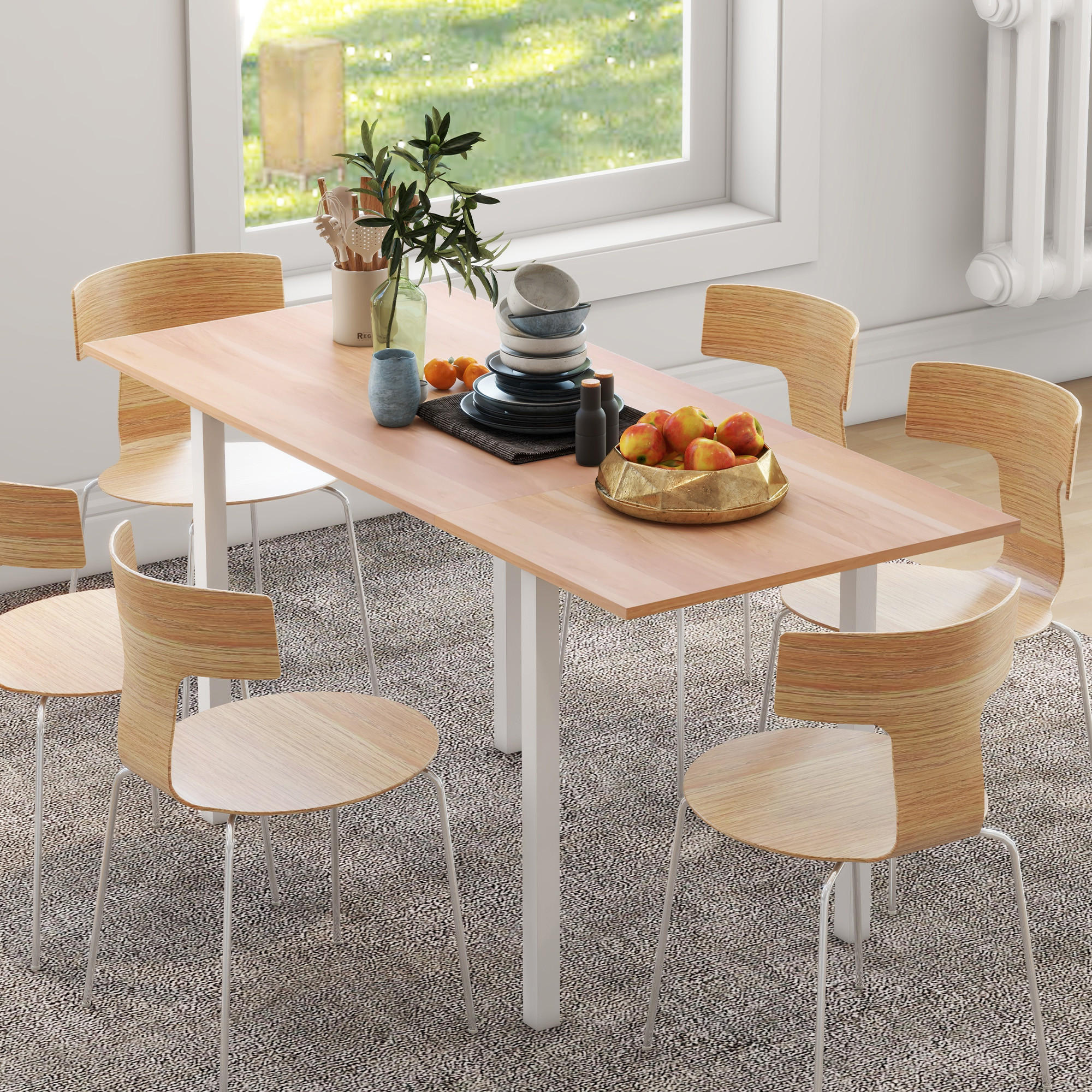 ESSTISCH erweiterbarer Küchentisch Esszimmertisch für 6 Personen, Stahl, Braun - Braun, Kunststoff (160/70/76cm) - HOMCOM