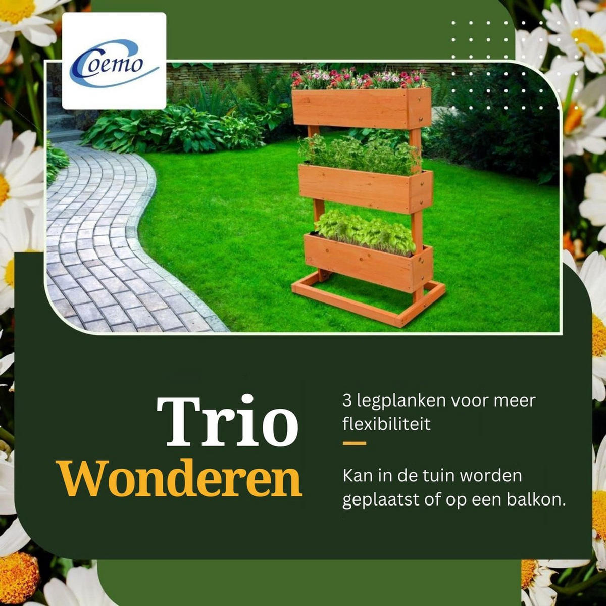 HOCHBEET 3 Etagen Farbe Natur 50/30/75 cm - Naturfarben, Holz (30/75/50cm) - Coemo