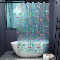 DUSCHVORHANG transluzent Blau wasserdicht EVA Badezimmer Monde Unterwasser - Transparent, Textil (180/200cm) - MCBOSON