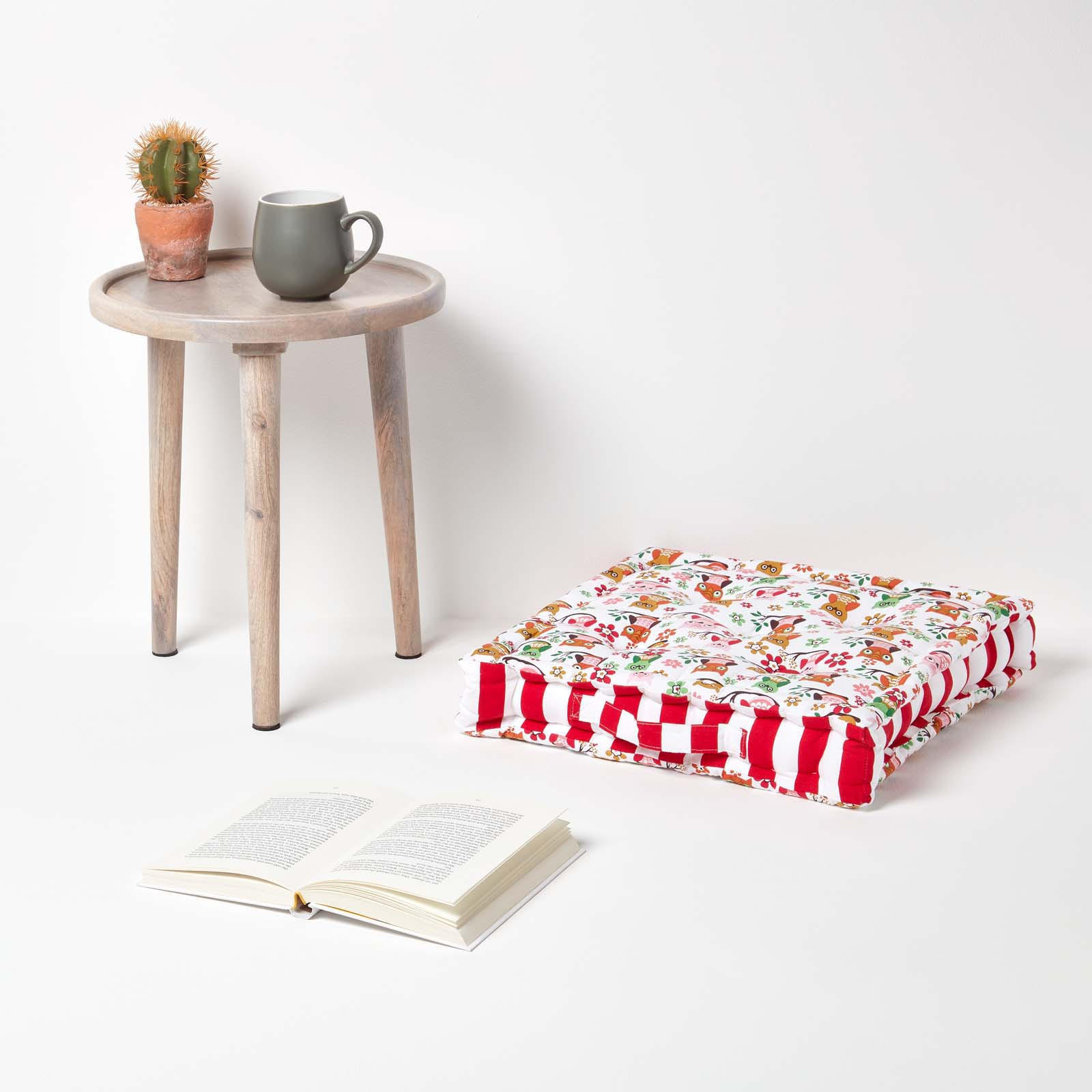 SITZKISSEN Eulen rot 40/40/8 cm - Rot, Textil (40/40/8cm) - Homescapes