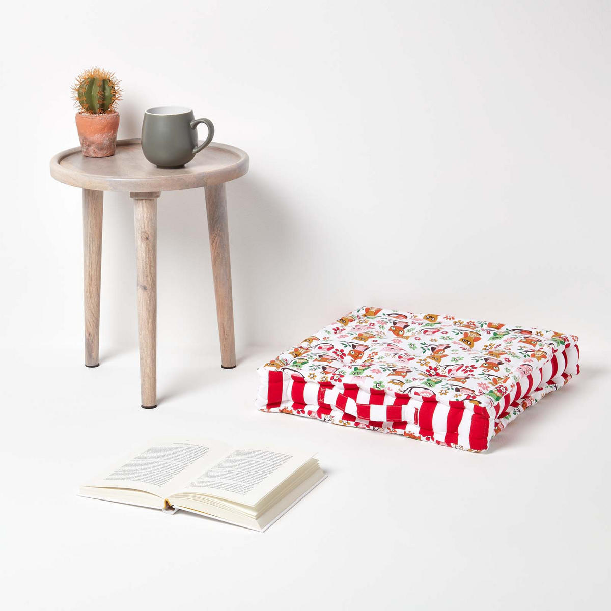 SITZKISSEN Eulen rot 40/40/8 cm - Rot, Textil (40/40/8cm) - Homescapes