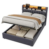 POLSTERBETT 140x190 cm Gepolstert mit Integrierter LED und USB - Grau, Textil (140/190cm) - Modenvie
