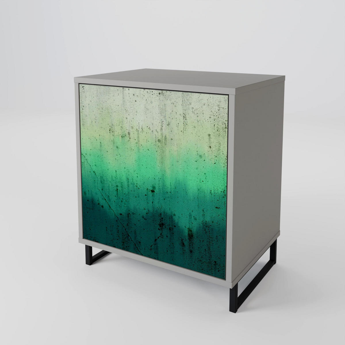 SIDEBOARD NORTHERN LIGHTS, Grau, 57,5x42x77,5 cm, Schräge Buchenholzfüße - Buchefarben/Multicolor, Holzwerkstoff/Buchenholz (57.5/77.5/42cm) - SpaceRebels