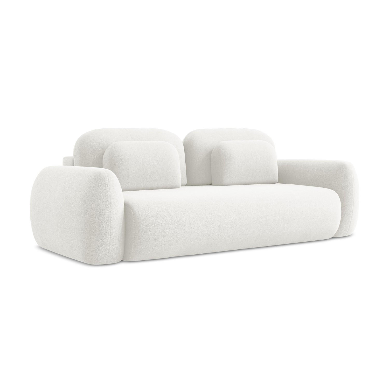 3-SITZER SOFA mit Schlaffunktion Bouclé Stoff Weiß - Schwarz/Weiß, Holzwerkstoff/Kunststoff (266/95/121cm) - LaMiaSofa