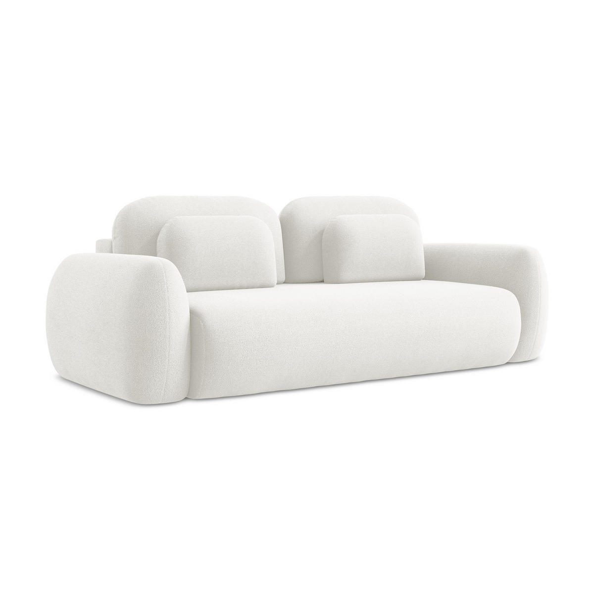 3-SITZER SOFA mit Schlaffunktion Bouclé Stoff Weiß - Schwarz/Weiß, Holzwerkstoff/Kunststoff (266/95/121cm) - LaMiaSofa