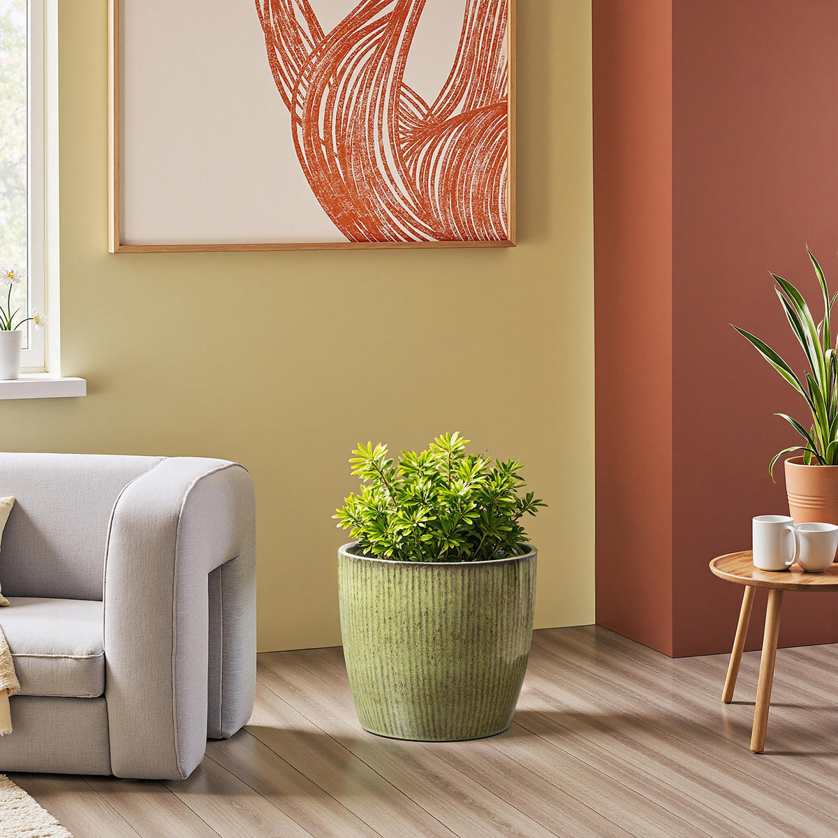 GRÜNER Keramik-Blumentopf, Durchmesser 30 cm, Höhe 28 cm - Grün, Keramik (27cm) - Hometopia