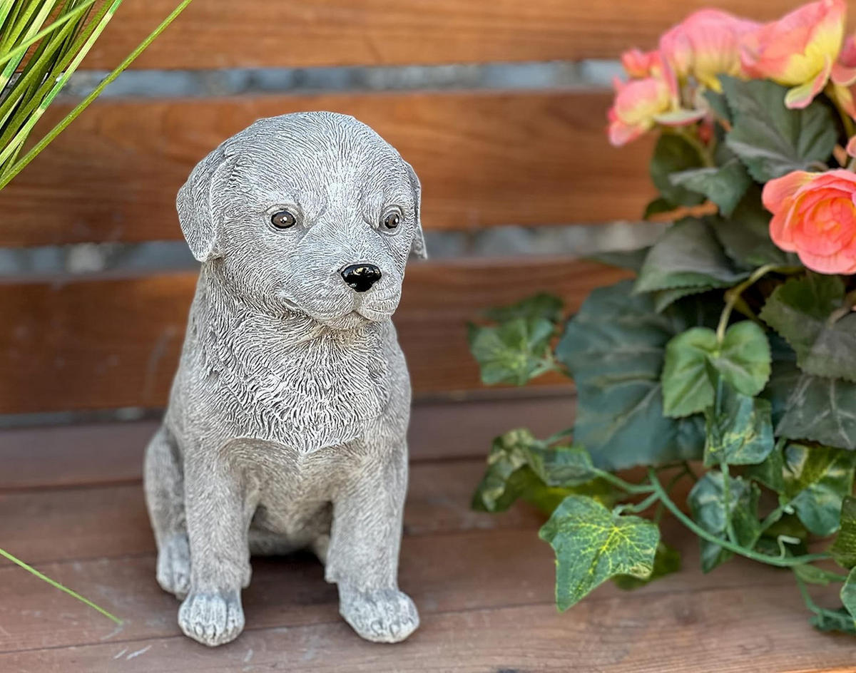 STEINFIGUR Retriever Welpe frostfest Steinguss - Grau, Stein (10/21/17cm) - stoneandstyle