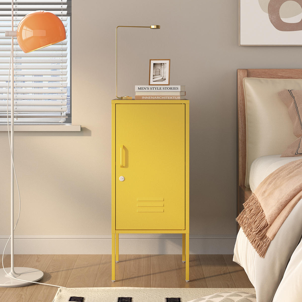 NOČNÍ SKŘÍŇ Hausjärvi - žlutá, kov (35/82/35cm) - [en.casa]