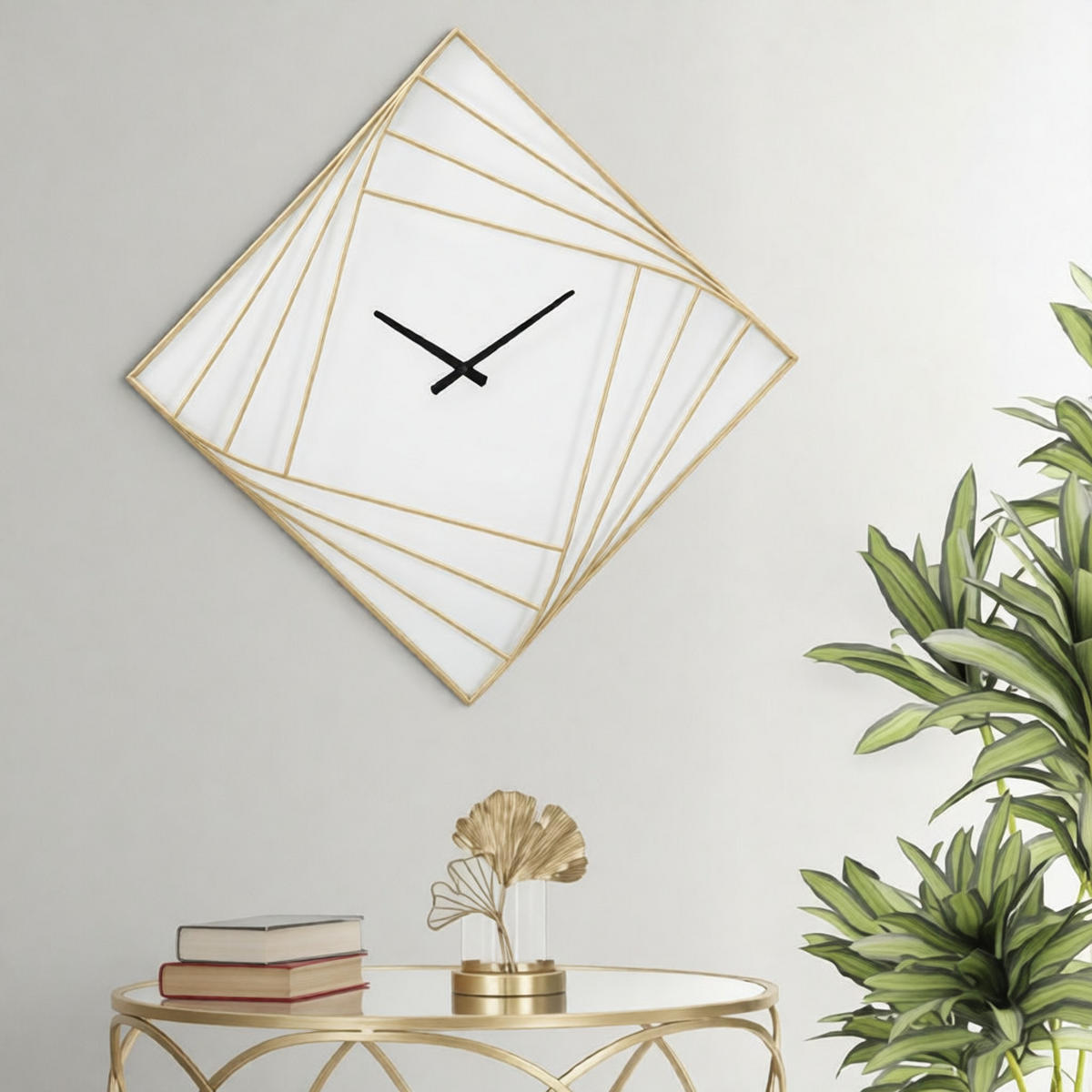 WANDUHR Goldy Line, goldfarben, Eisen und Kunststoff, 85 x 6 x 85 cm - Goldfarben, Kunststoff/Metall (85/85/6cm) - Mauro Ferretti
