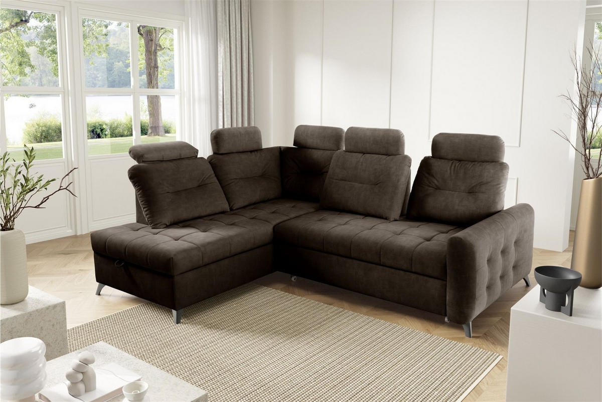 ECKSOFA Wendie - Dunkelbraun, Holzwerkstoff/Textil (200/250cm) - Fun Möbel