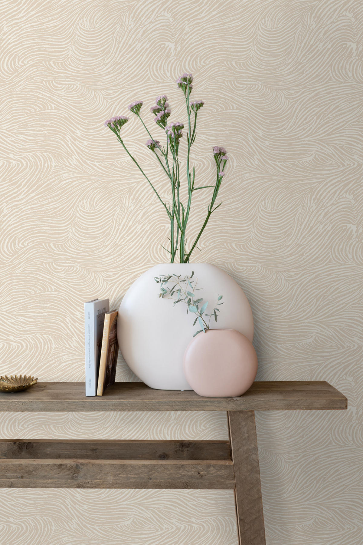 TAPETE 3d Wellenförmige Linien 53 cm x 10.05 m - Beige, Papier (53/1000cm) - ESTAhome