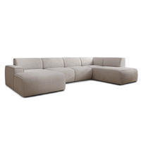 WOHNLANDSCHAFT Didim Creme 378/220/78 cm – großes Sofa stilvoll & bequem R - Creme/Schwarz, Kunststoff/Textil (378/78/220cm) - AX Living