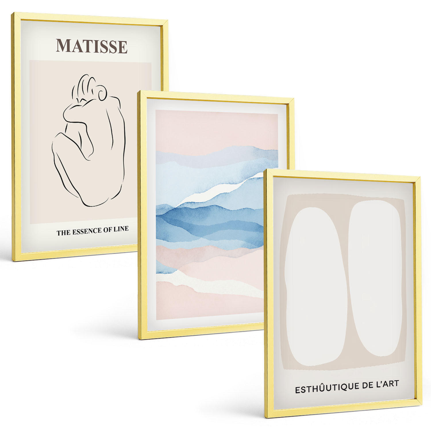 BILDER SET 3er Set - 40x60 cm Goldrahmen - Matisses abstrakte Formen - Goldfarben, Kunststoff (40/60cm) - TULUP