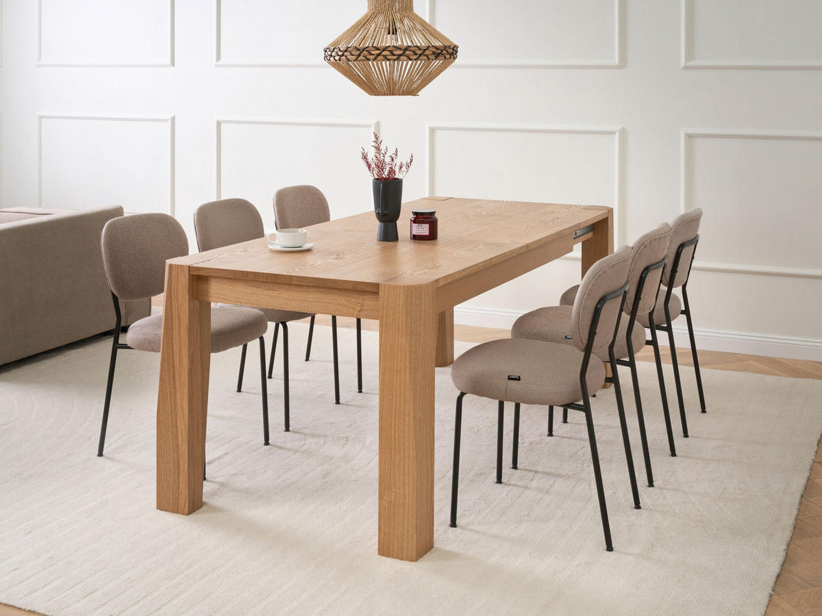 JÍDELNÍ STŮL vysunovací Světlý Jasan 160-200/90 cm Mission - hnědá, kompozitní dřevo (160/90/78cm) - Beliani