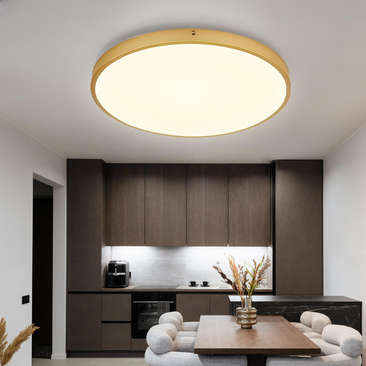 LED DECKENLEUCHTE Metall Messing Opal - Messingfarben, Metall (45/45/3cm) - Globo Lighting