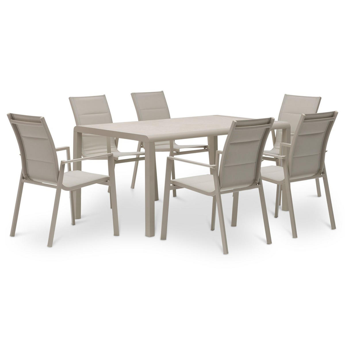 GARTENMÖBEL SET TRAPANI 7er Set champagne - Champagner, Glas/Metall - IDIMEX