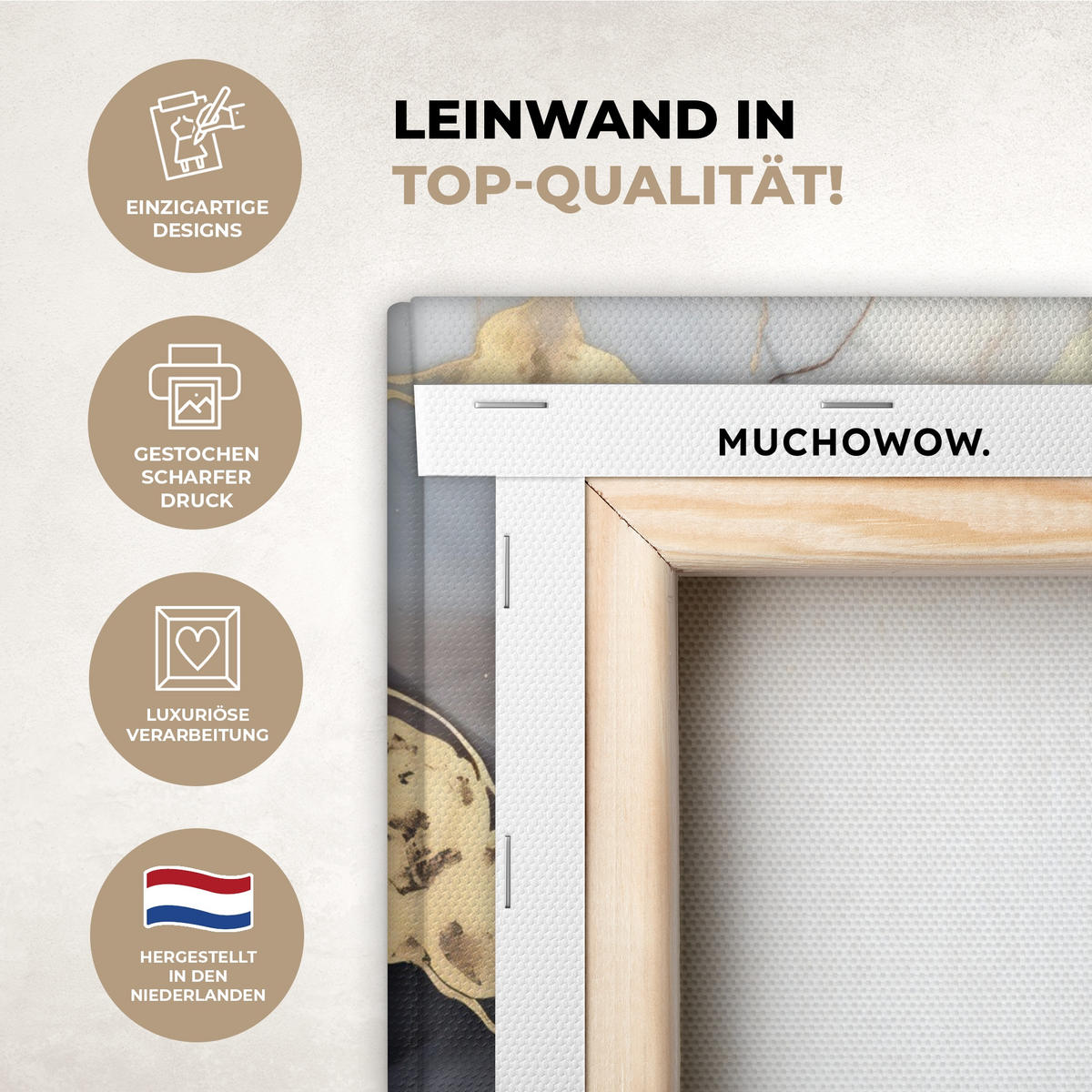 LEINWANDBILD Marmor - Schwarz - Gold - Weiß 30x40 cm - Dunkelgrau, Textil (30/40cm) - MuchoWow