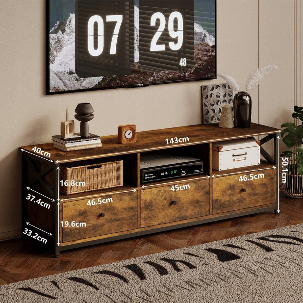 TV-STÄNDER, Braun, 143/40/50 cm - Braun, Holzwerkstoff (143/50/40cm)