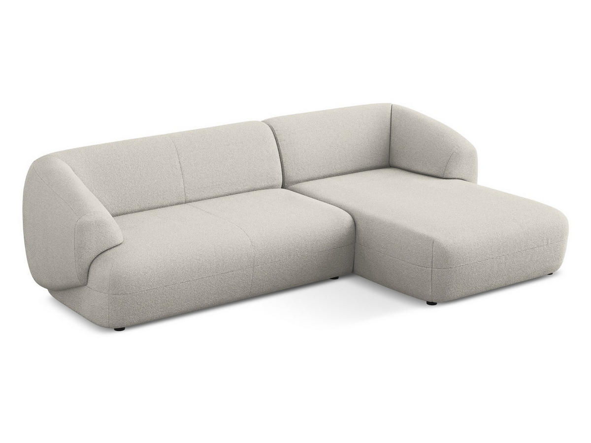 ECKSOFA Rechts Bouclé Stoff Beige - Beige/Schwarz, Kunststoff/Textil (280/156cm) - Makamii