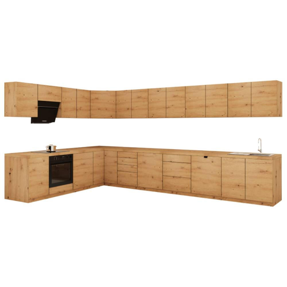 WINKELKÜCHE 380cm x 240cm- Langen KL22-M380 - in Artisan Eiche - Eiche Artisan, Holz (620/212/52cm)