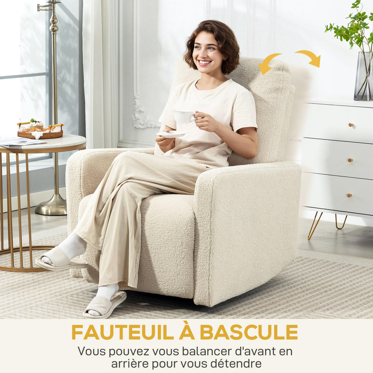 RELAXSESSEL DE-15402 135° neigbar mit Fußstütze Beige - Beige, Metall (76/100/94cm) - ComfortXL