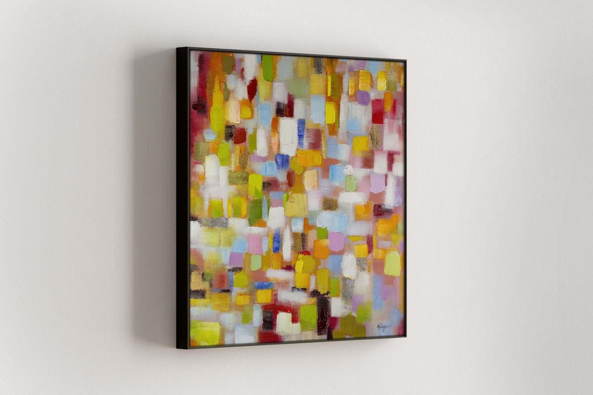 OLEJOMAĽBA 80/80 cm, Zvieratá - viacfarebná/žltá, drevo/textil (80/80cm) - KUNSTLOFT