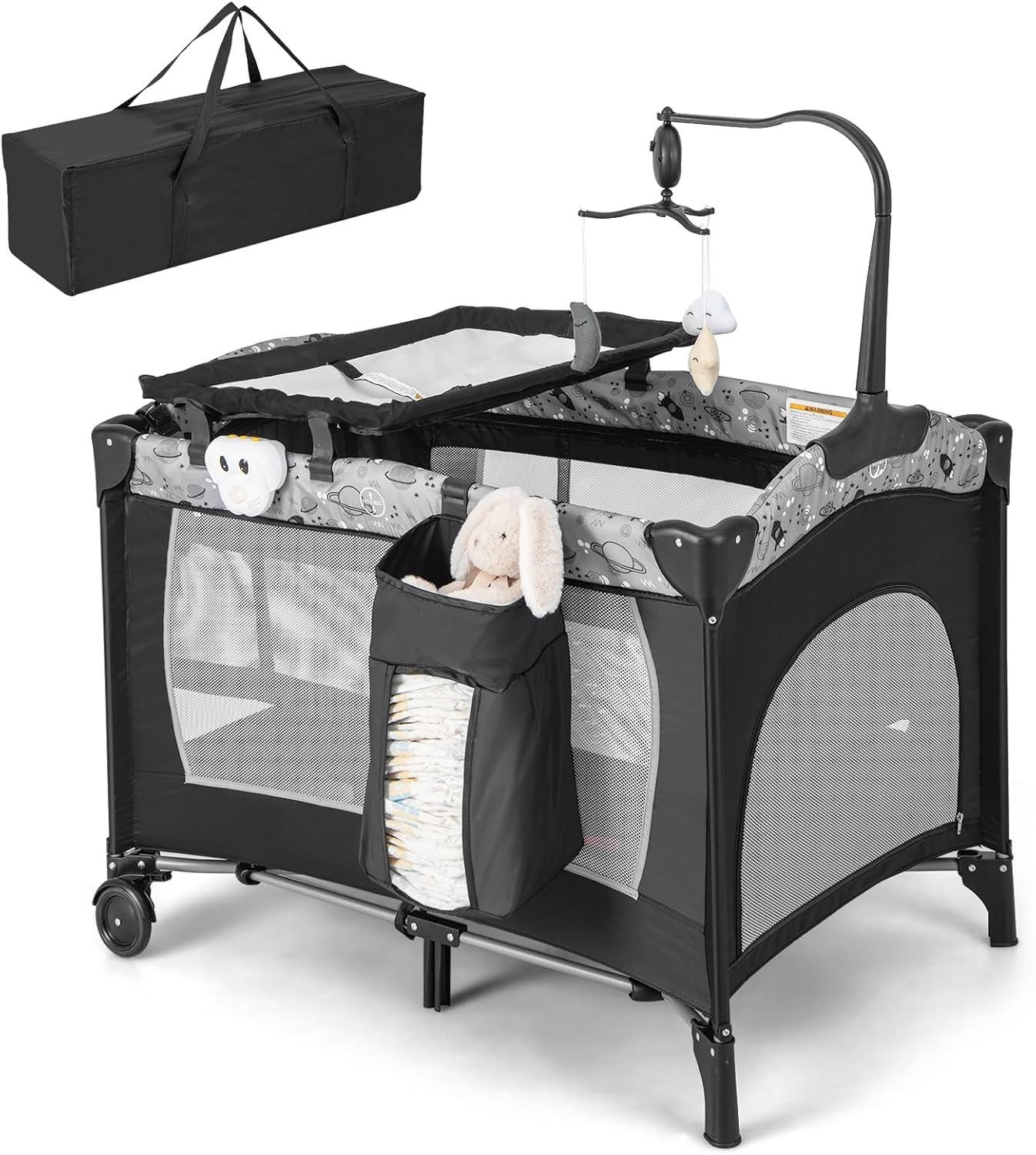 BABYBETT beistellbett Grau - Grau, Metall - COSTWAY