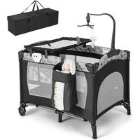 BABYBETT beistellbett Grau - Grau, Metall - COSTWAY