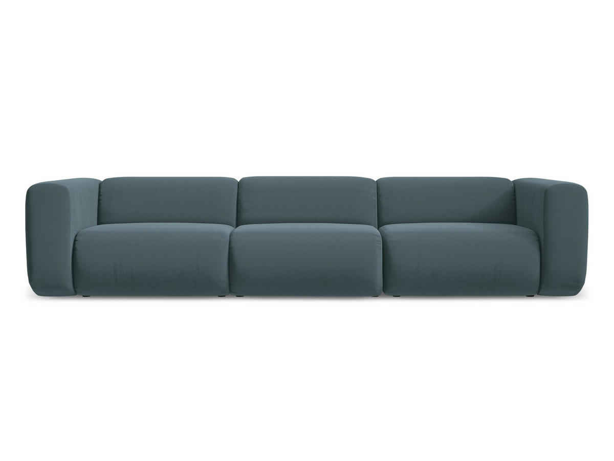4-SITZER-SOFA Samt Stoff Blau - Blau/Petrol, Kunststoff/Textil (319/70/89cm) - Makamii