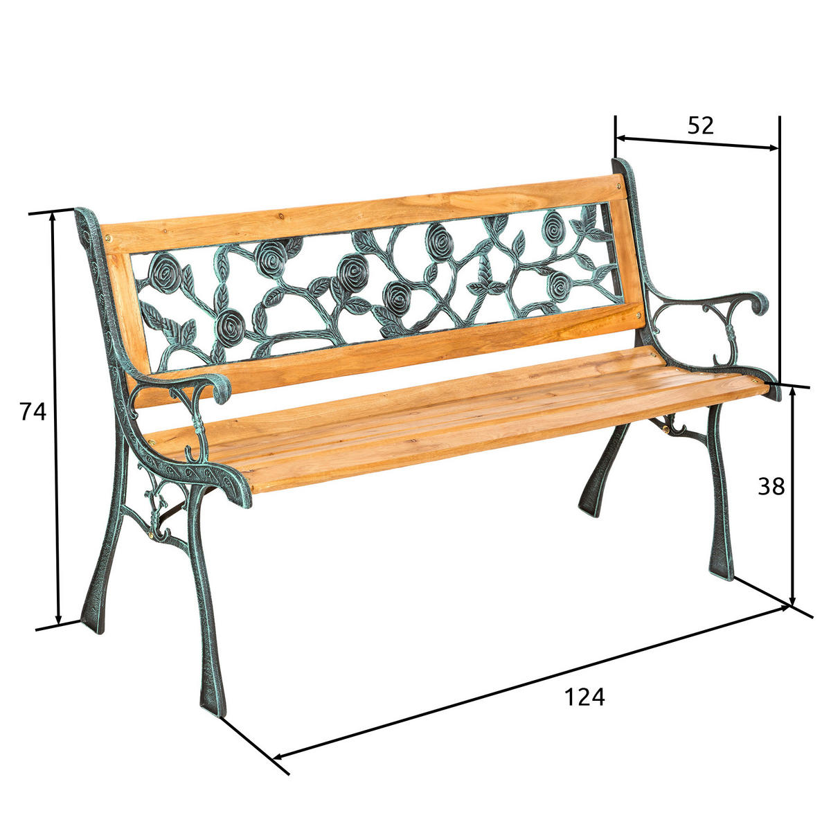 GARTENBANK Marina,124 x 52 x 74 cm,braun - Braun, Holz (52/74/124cm) - tectake