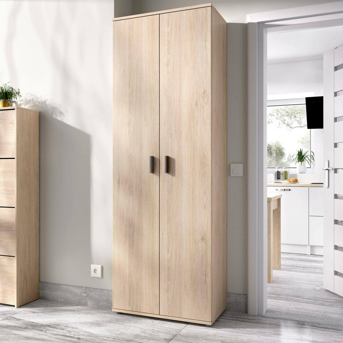 2-TÜRIGER MEHRZWECKSCHRANK Eiche 35/61/190 cm - Braun, Holzwerkstoff (61/190/35cm) - DMORA