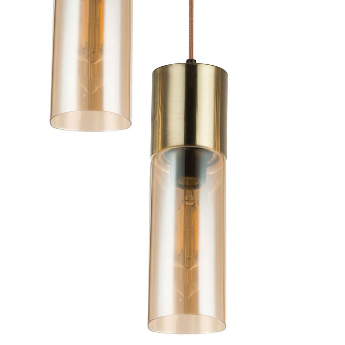 LED HÄNGELEUCHTE Messing Glas Amber - Messingfarben, Glas (30/30/150cm) - Globo Lighting