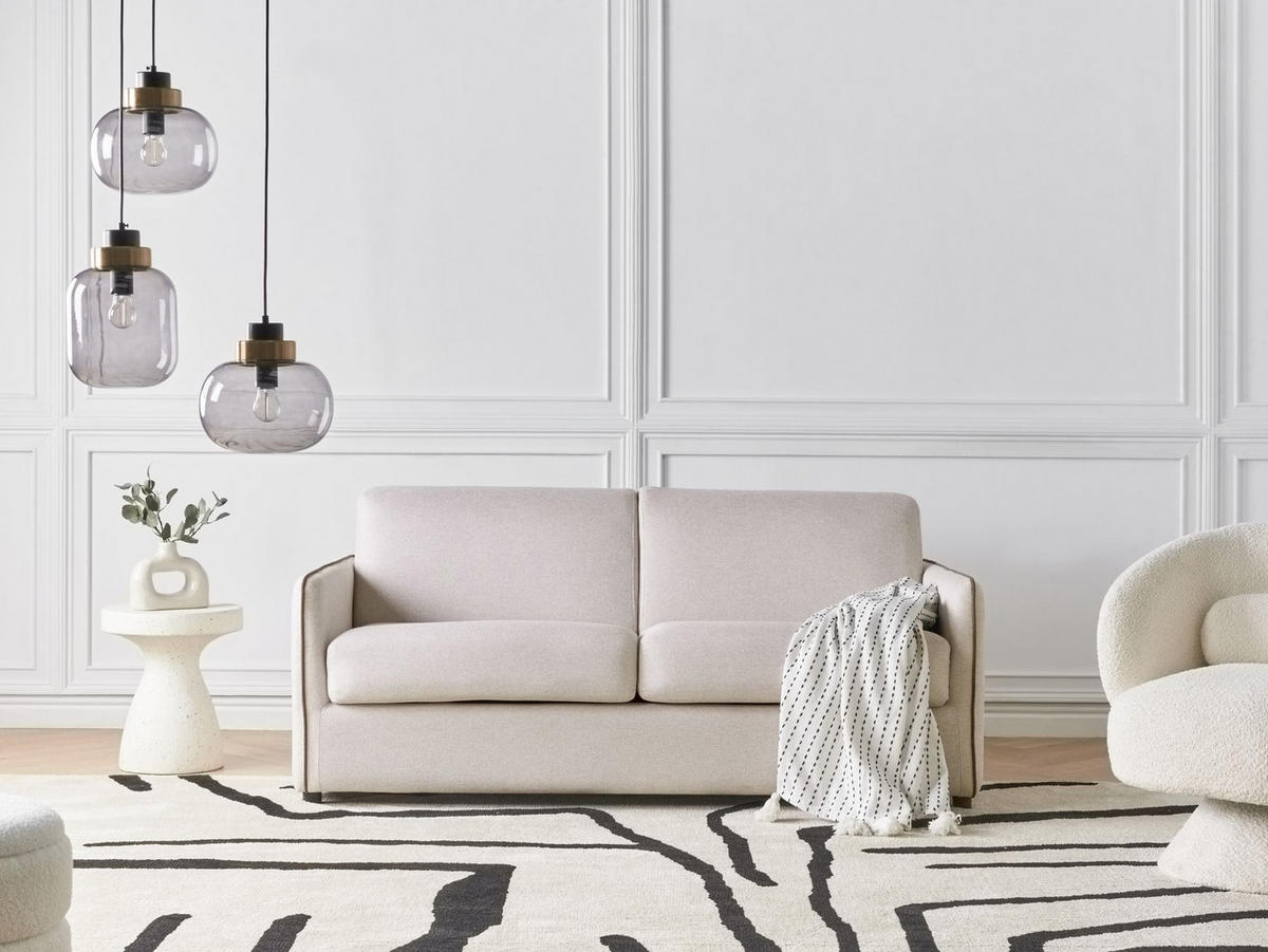 SCHLAFSOFA 2-Sitzer Stoff Hellbeige Ishoj - Beige, Textil (176/80/96cm) - Beliani