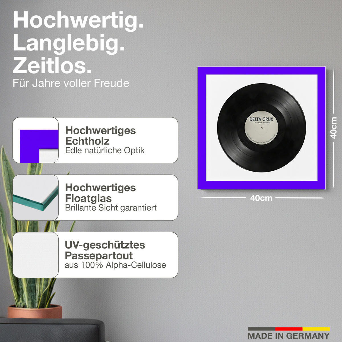 VINYL BILDERRAHMEN 40/40 2er Set - Lila, Holz (40/40cm) - K-Möbel