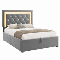 POLSTERBETT mit Bettkasten 90x200 cm Samt Grau mit LED - Grau, Metall (90/200cm) - Meubliv