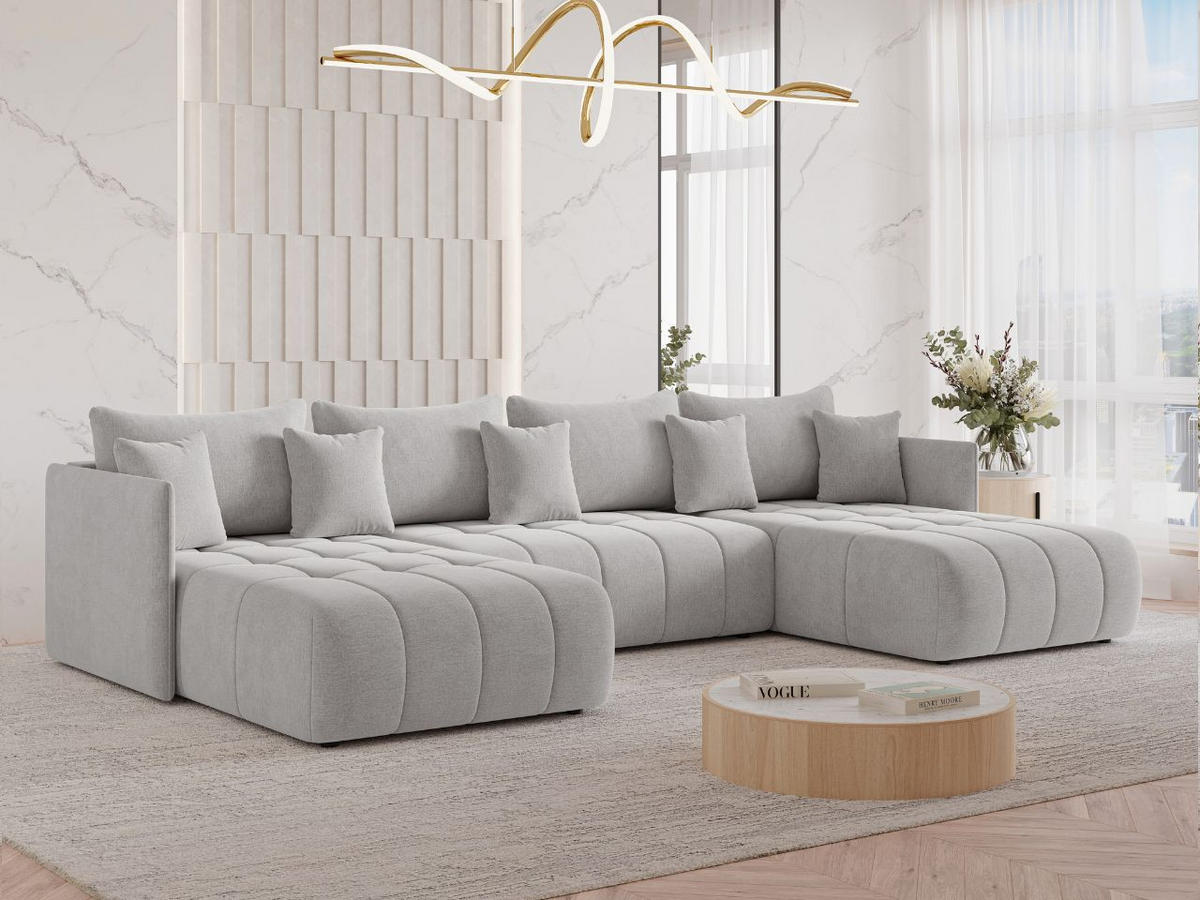 ECKSOFA Ardi U Grau - Grau, Holz/Textil (353/180cm) - Graingold