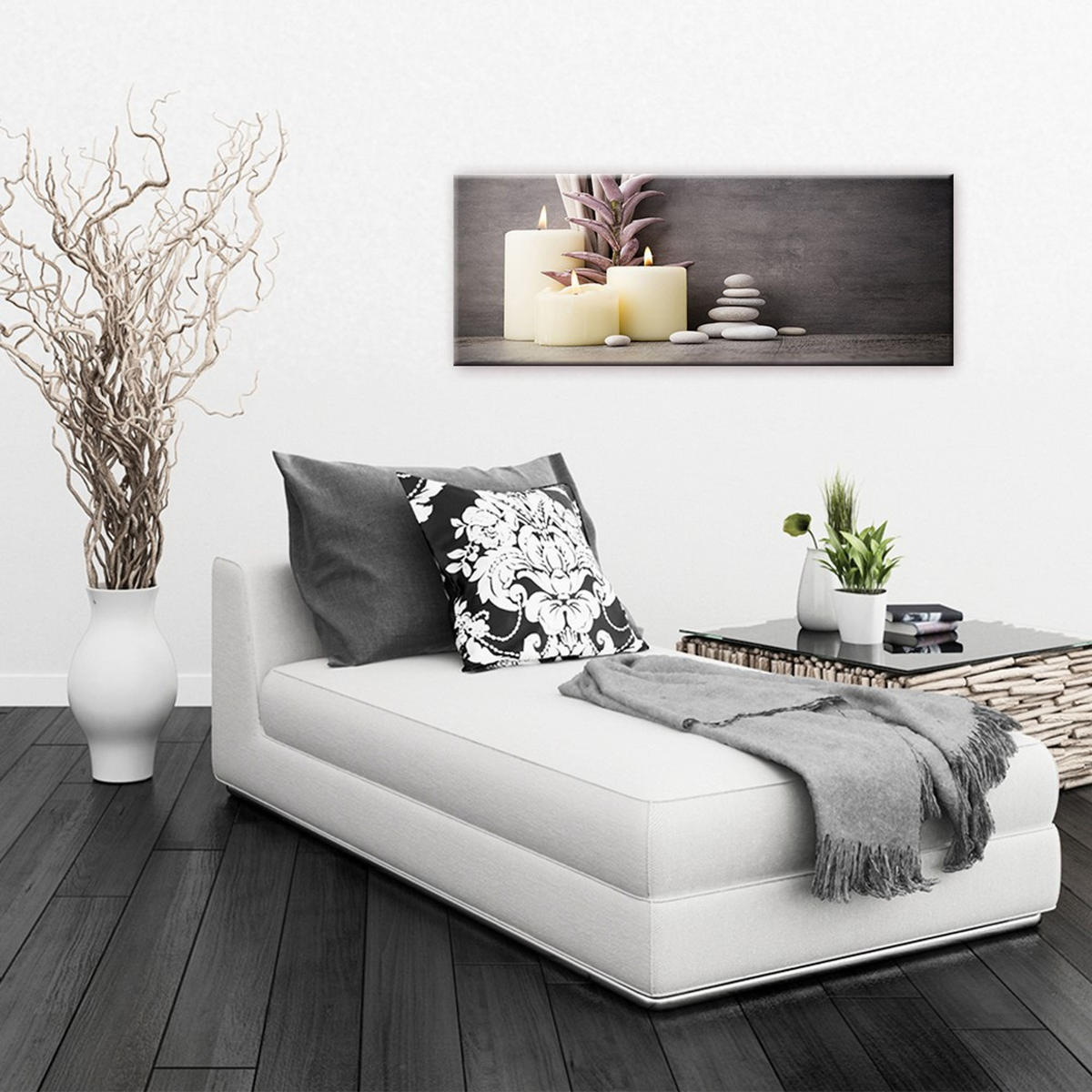 GLASBILD 80x30 cm Stillleben Beige Grau - Gelb, Glas (80/30cm) - artissimo