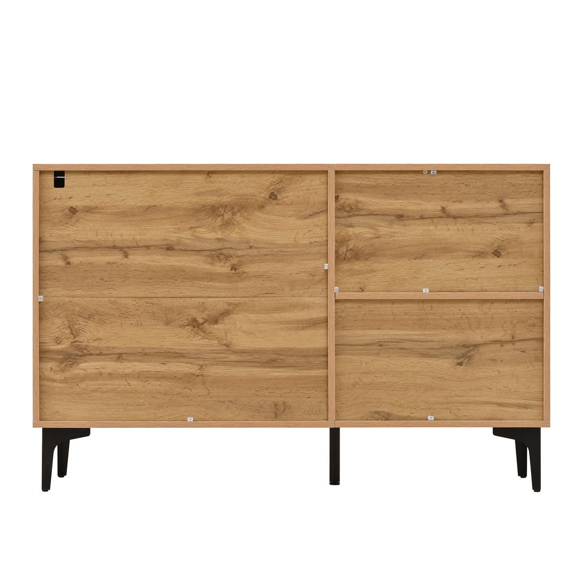 SIDEBOARD 120/35/76 cm aus Holzwerkstoff mit 1 Tür, 3 Schubladen und Metallfüßen Natur/Schwarz - Schwarz, Holzwerkstoff (120/76/35cm) - Modenvie
