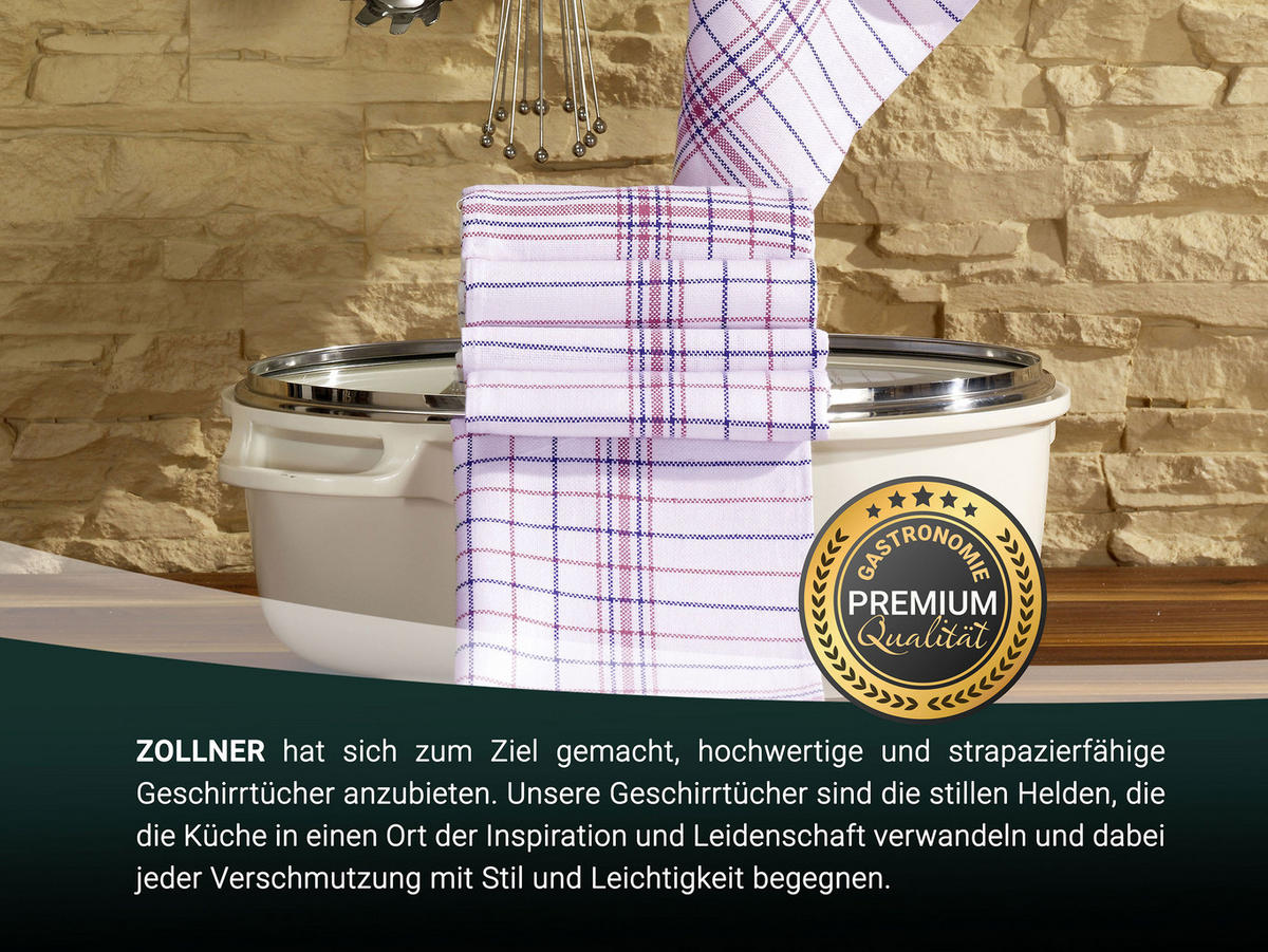 GESCHIRRTÜCHER, 12er-Set, 65x70 cm, 100% Baumwolle, Blau - Rot, Textil (65/70cm) - Zollner