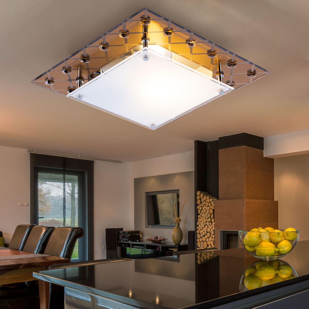 LED DECKENLEUCHTE Metall Kupfer Kristalloptik Glas - Kupferfarben, Glas (26/26/8.5cm) - Esto