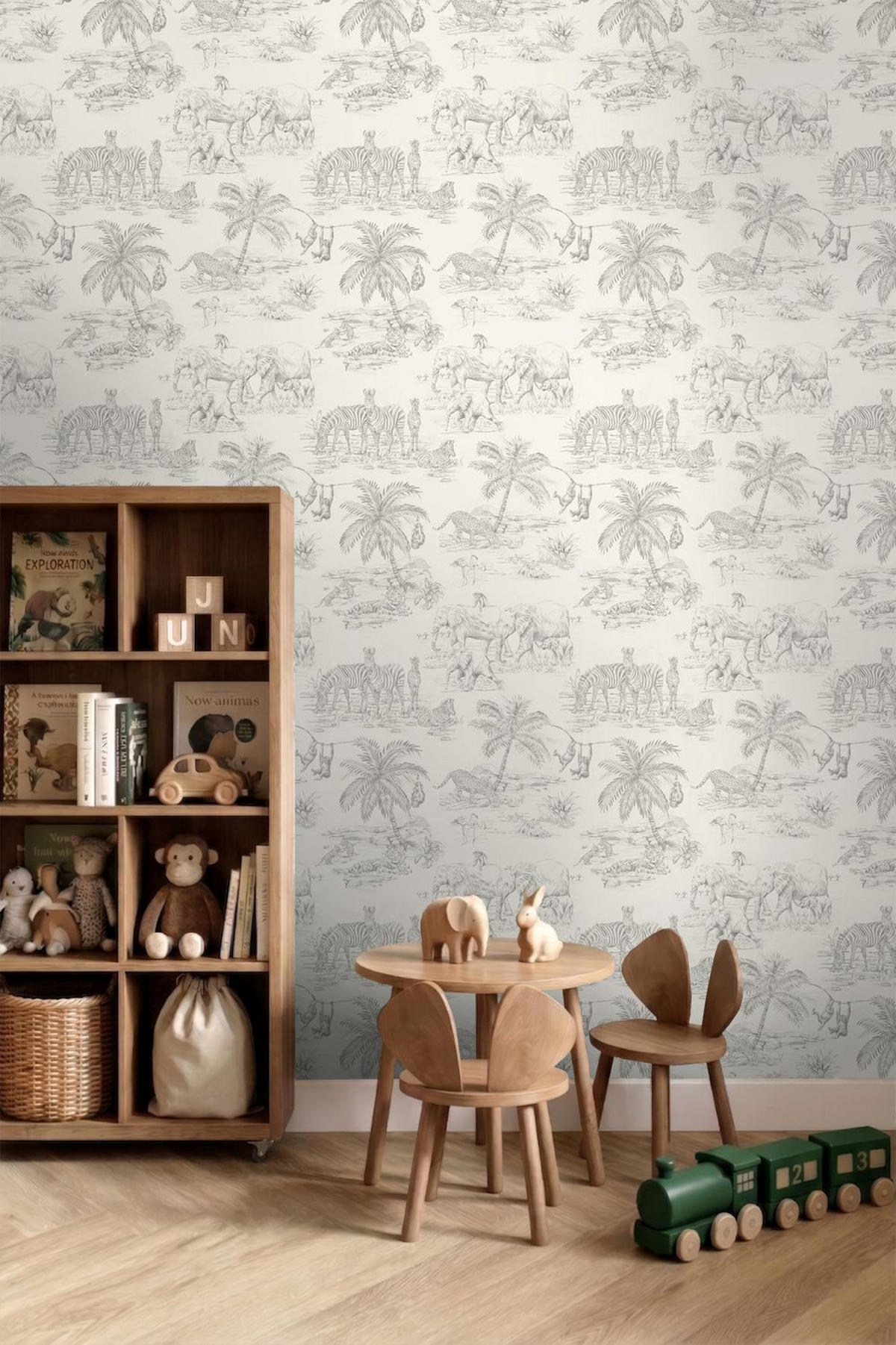 TAPETE Dschungeltiere 50 x 900 cm - Weiß, Papier (50/0.1cm) - ESTAhome