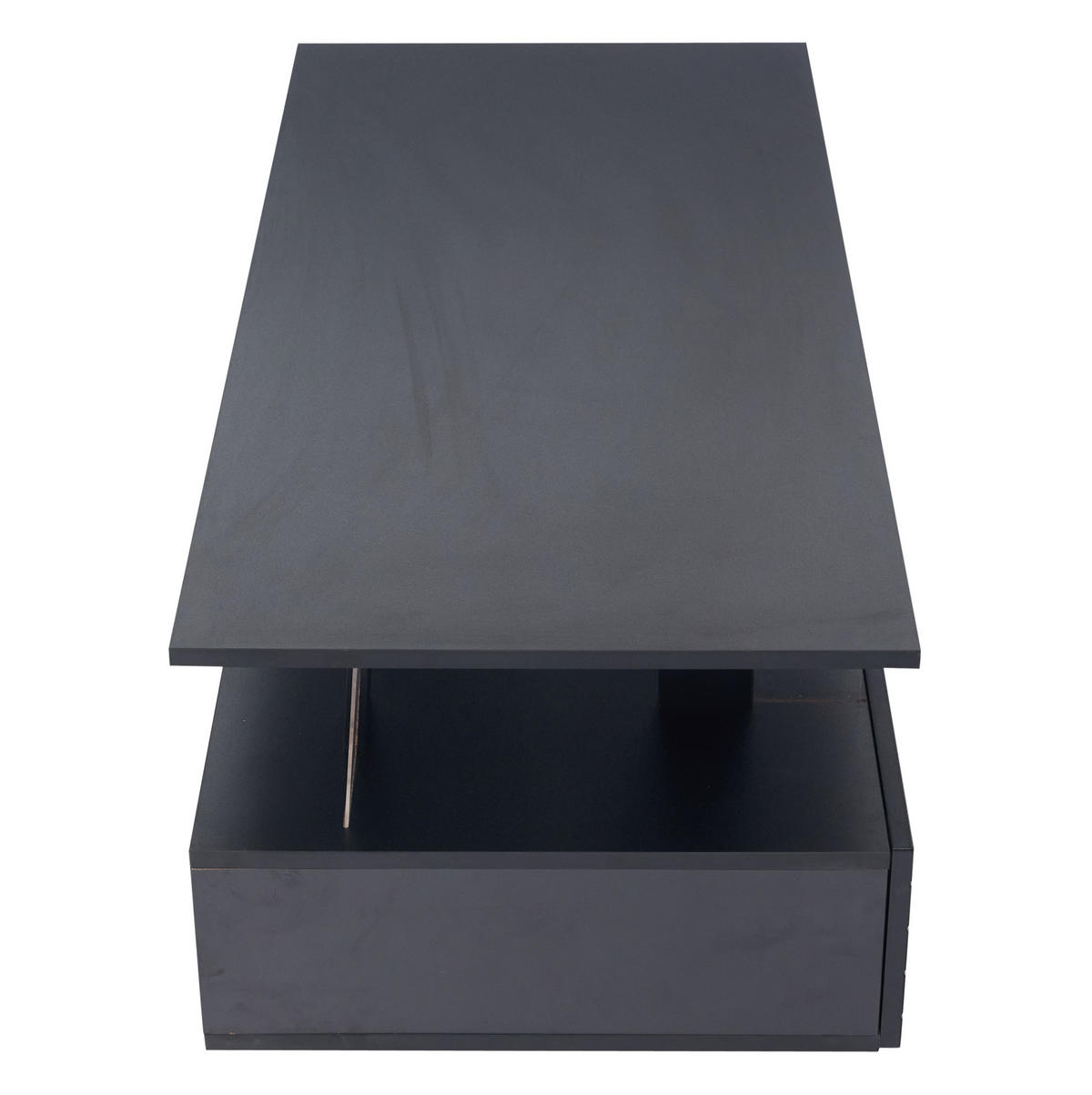 COUCHTISCH aus Acryl 100x50x42 cm Schwarz mit LED-Beleuchtung, App-Steuerung und 2 Schubladen - Schwarz, Holzwerkstoff (100/50/42.5cm) - Modfu