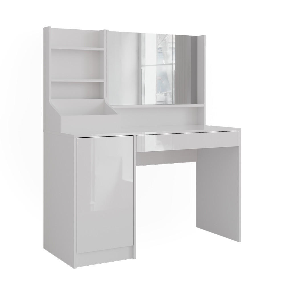 SCHMINKTISCH Sherry Weiß/Weiß Hochglanz 119.8 cm 3 Teile - Weiß Hochglanz, Holzwerkstoff (119.8/76/50.1cm) - Vicco