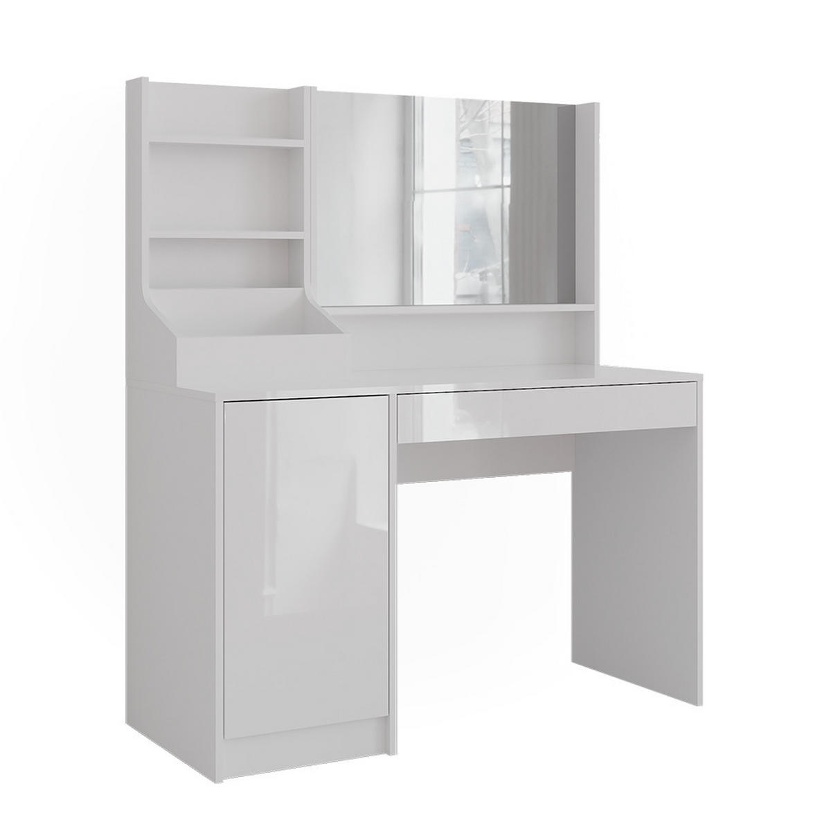 SCHMINKTISCH Sherry Weiß/Weiß Hochglanz 119.8 cm 3 Teile - Weiß Hochglanz, Holzwerkstoff (119.8/76/50.1cm) - Vicco
